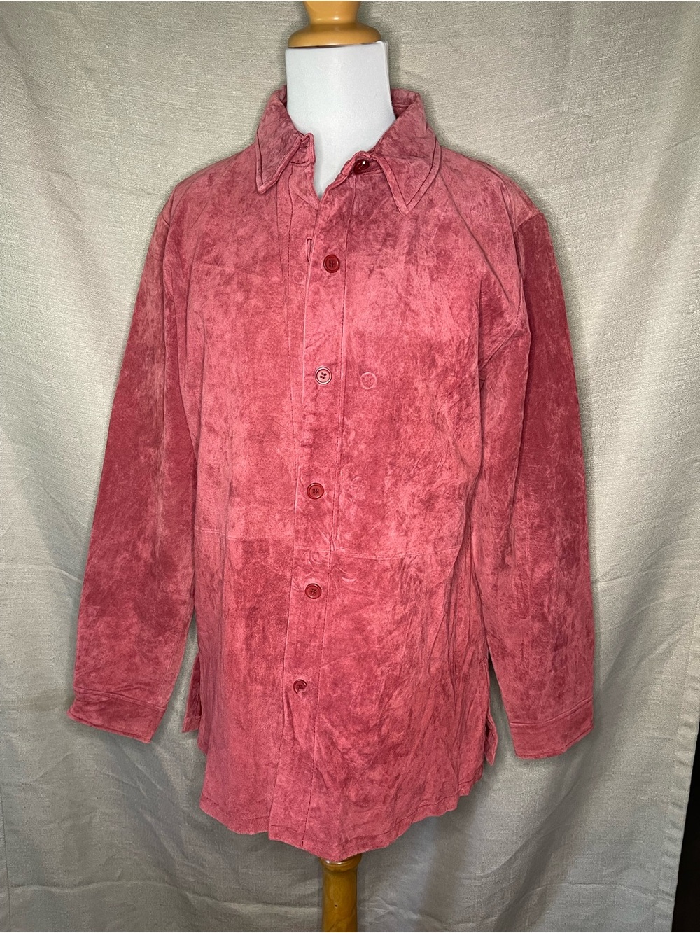 Dialogue Red Suede-Look Leather Button Jacket